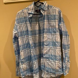 Men’s Button up blue plaid Vineyard Vines shirt size medium